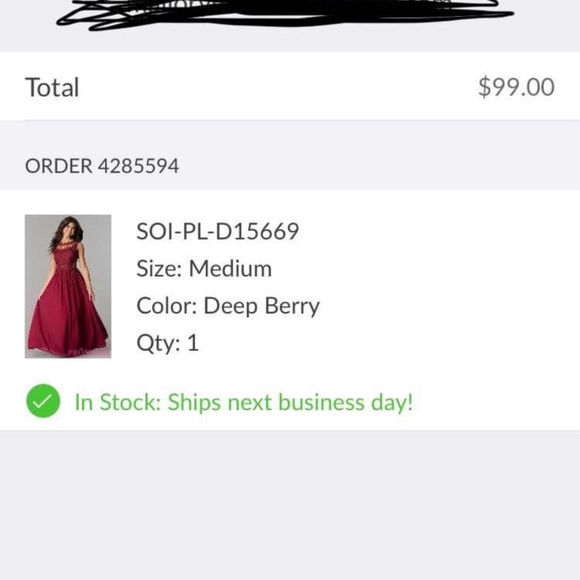 Deep Berry Formal Dress, Size Medium - Picture 5 of 5